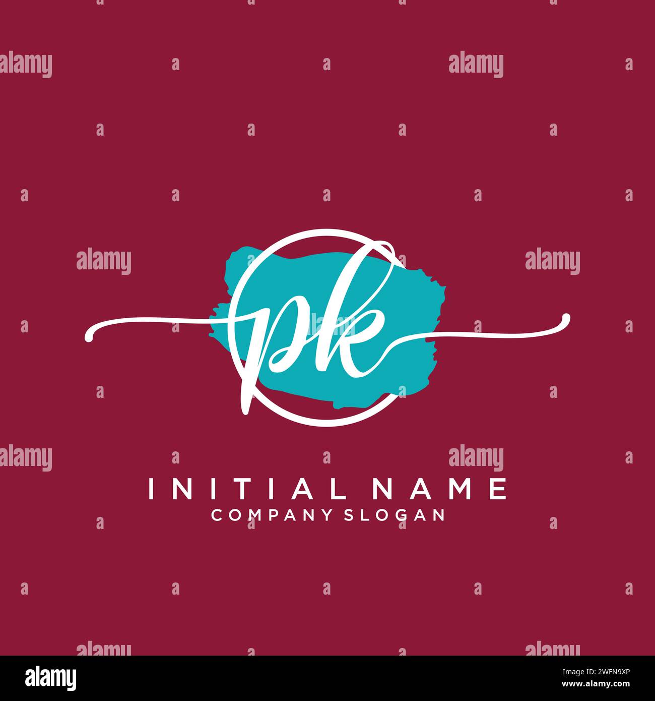 PK logo manuscrit initial avec cercle Illustration de Vecteur