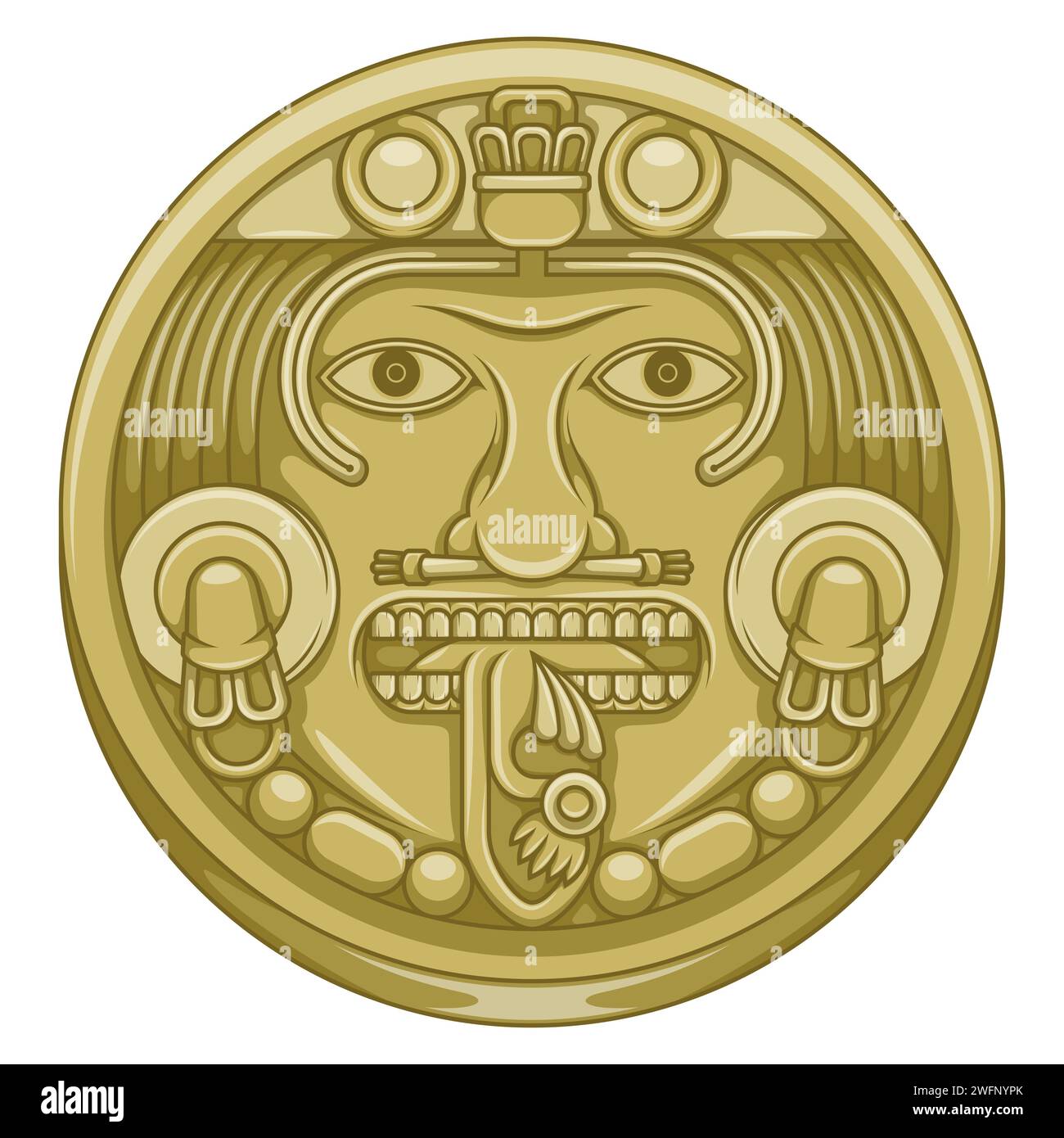Conception vectorielle du calendrier aztèque, disque monolithique de l'ancienne Mexica, pierre solaire de la civilisation aztèque Illustration de Vecteur