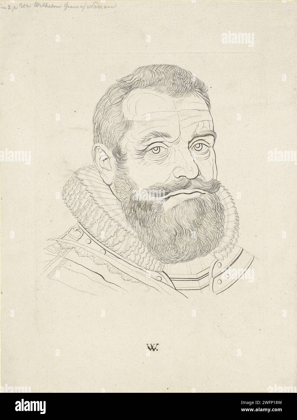 Portrait de Willem Lodewijk, comte de Nassau -Dillenburg, Anonyme, 1600 - 1699 copies gravure sur papier des pays bas Banque D'Images