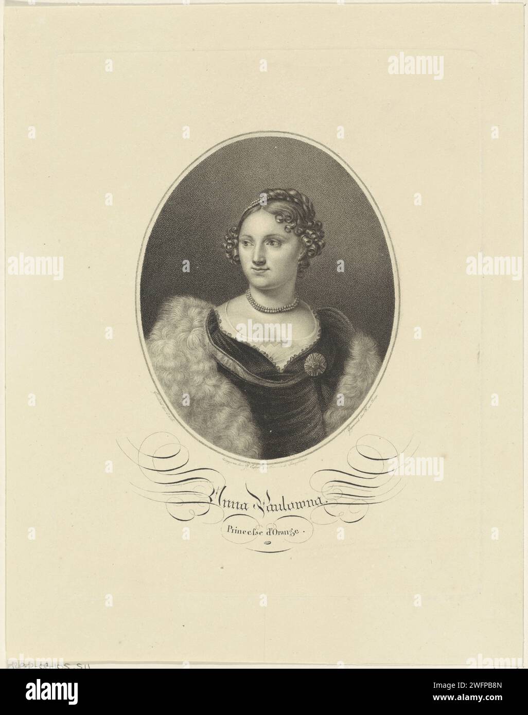 Portret van Anna Paulowna Romanowa, 1816 - 1860 tirage Portrait d'Anna Paulowna dans un ovale. Dans la marge inférieure son nom et son titre. Imprimeur : Netherlandspublisher : gravure / gravure sur papier de la Haye Banque D'Images