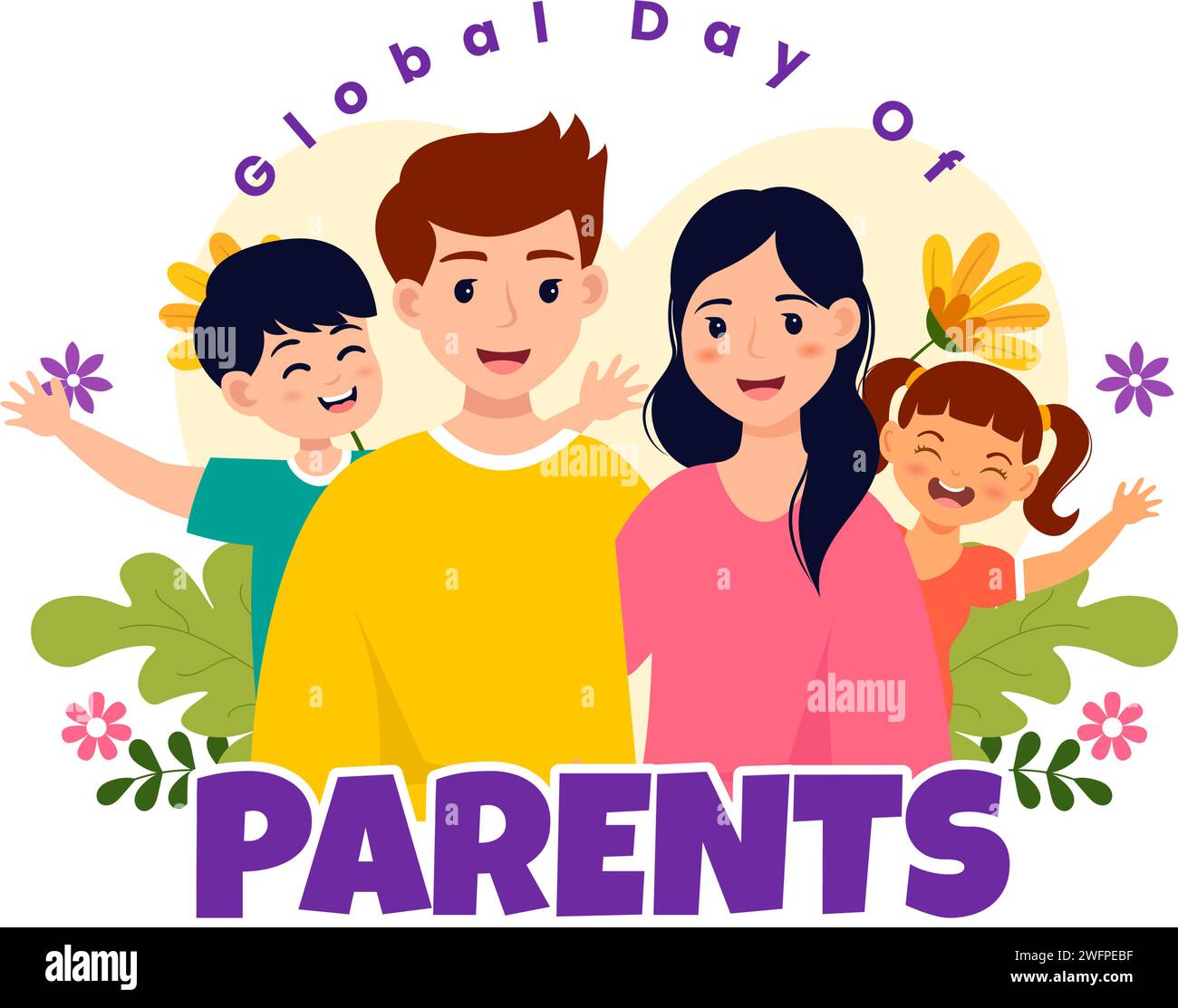 Journée mondiale des parents Illustration vectorielle avec l'importance d'être une parentalité avec unité mère Père enfant concept en fond plat Illustration de Vecteur