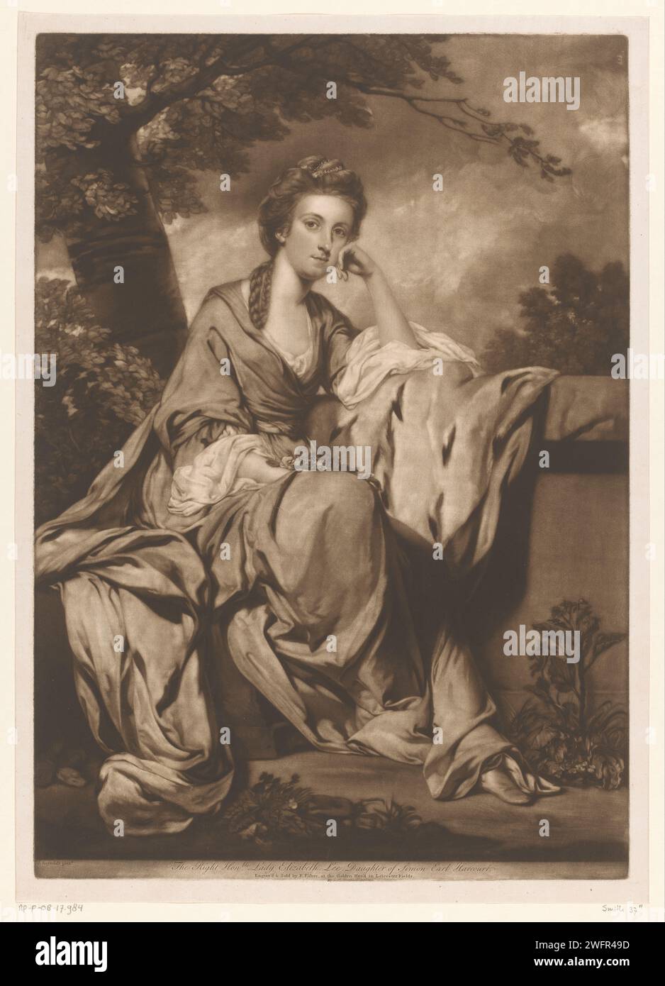 Portret van Elizabeth Lee, Edward Fisher, d'après Joshua Reynolds, 1765 - c. 1770 imprimer London paper Historical persons - BB - Woman Banque D'Images
