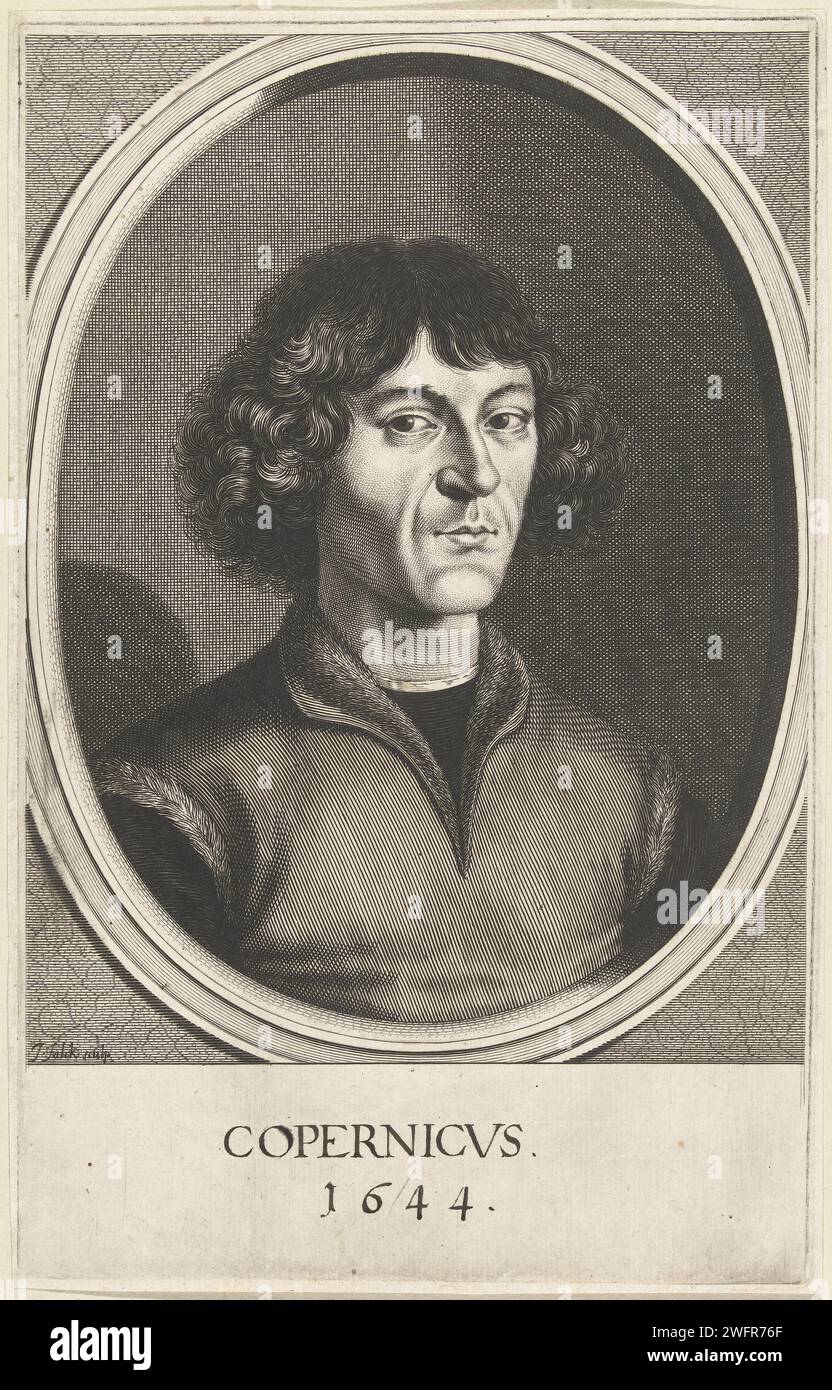 Portret van Copernic, Jeremiah Falck, 1644 tirage Portrait de Boste de l'astronome Nicolaas Copernic, dans un cadre ovale. Paris (éventuellement) gravure sur papier Banque D'Images