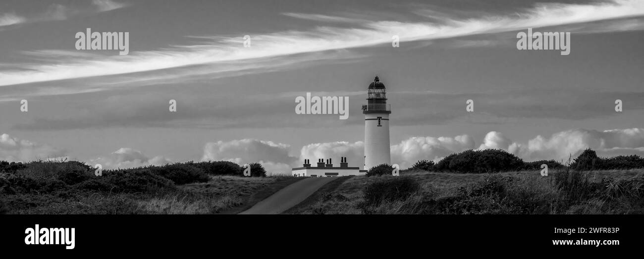 Noir et blanc du phare de Turnberry point, South Ayrshire Scotland Banque D'Images