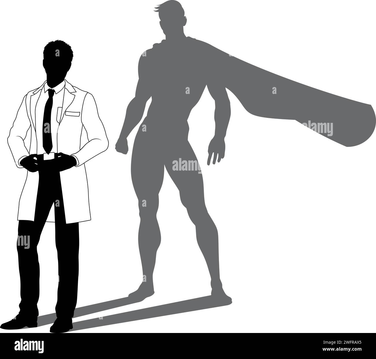 Super-héros Biologiste Super Hero Shadow Silhouette Illustration de Vecteur