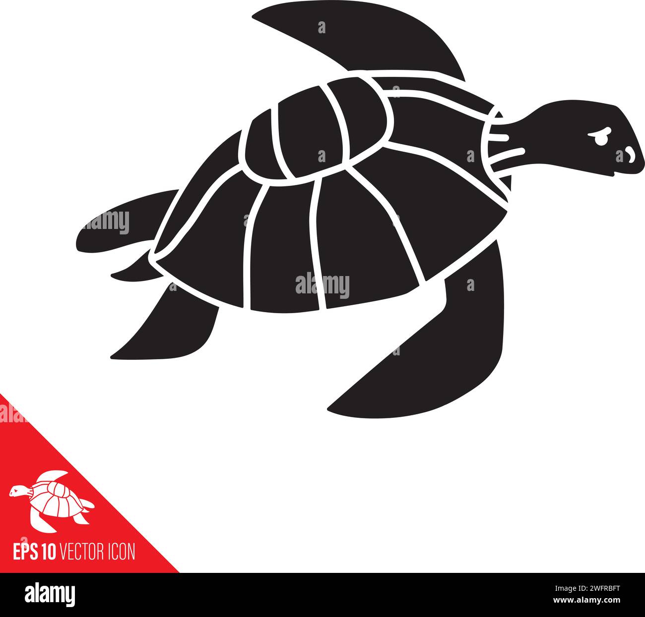 Icône de glyphe vectopr tortue de mer Illustration de Vecteur
