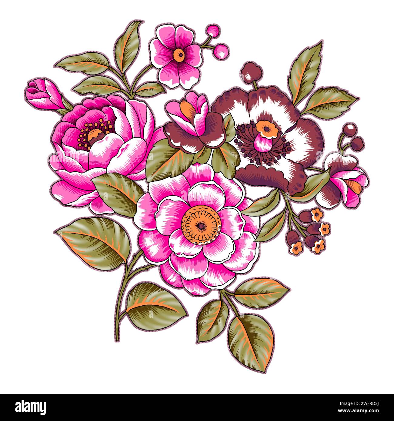 Textile numérique beau motif design motif motif abstrait multi baroque illustration colorée pour les vêtements de femmes, motif imprimé numérique Illustration de Vecteur