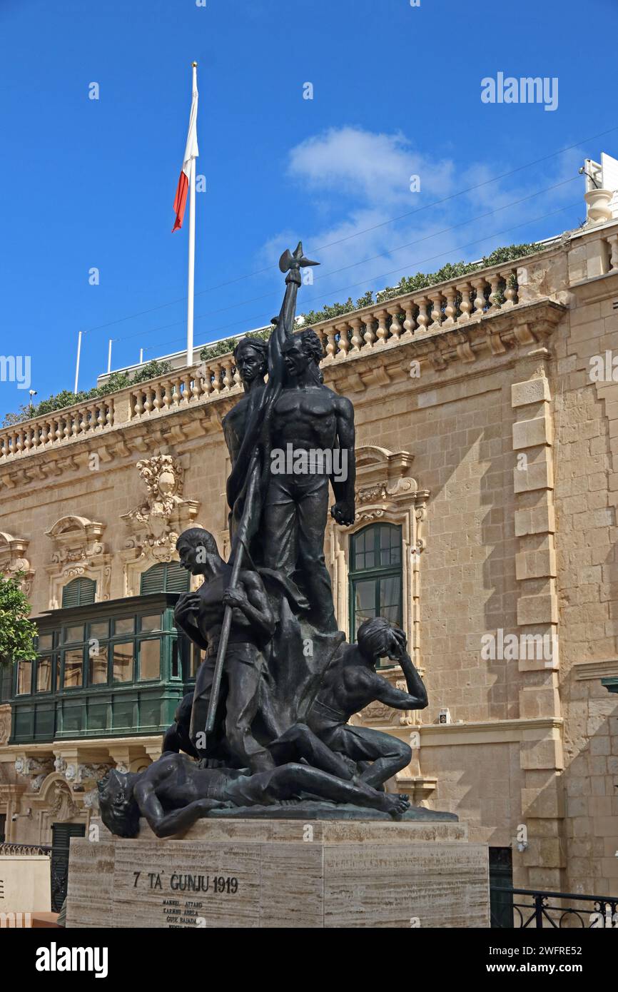 Monument de Sette Giugno,,la Valette, Malte Banque D'Images