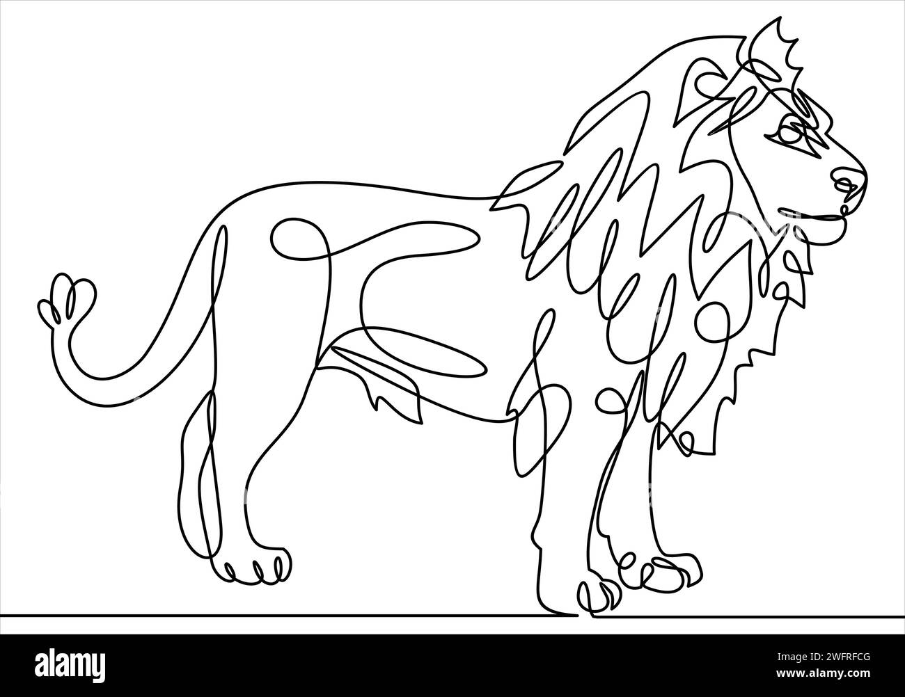 Illustration vectorielle de dessin d'art au trait continu d'une ligne Lion Illustration de Vecteur