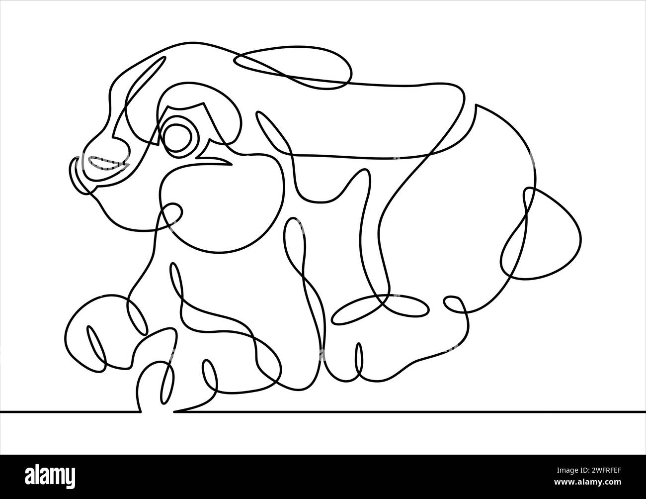 dessin au trait continu d'illustration vectorielle de lapin mignon Illustration de Vecteur