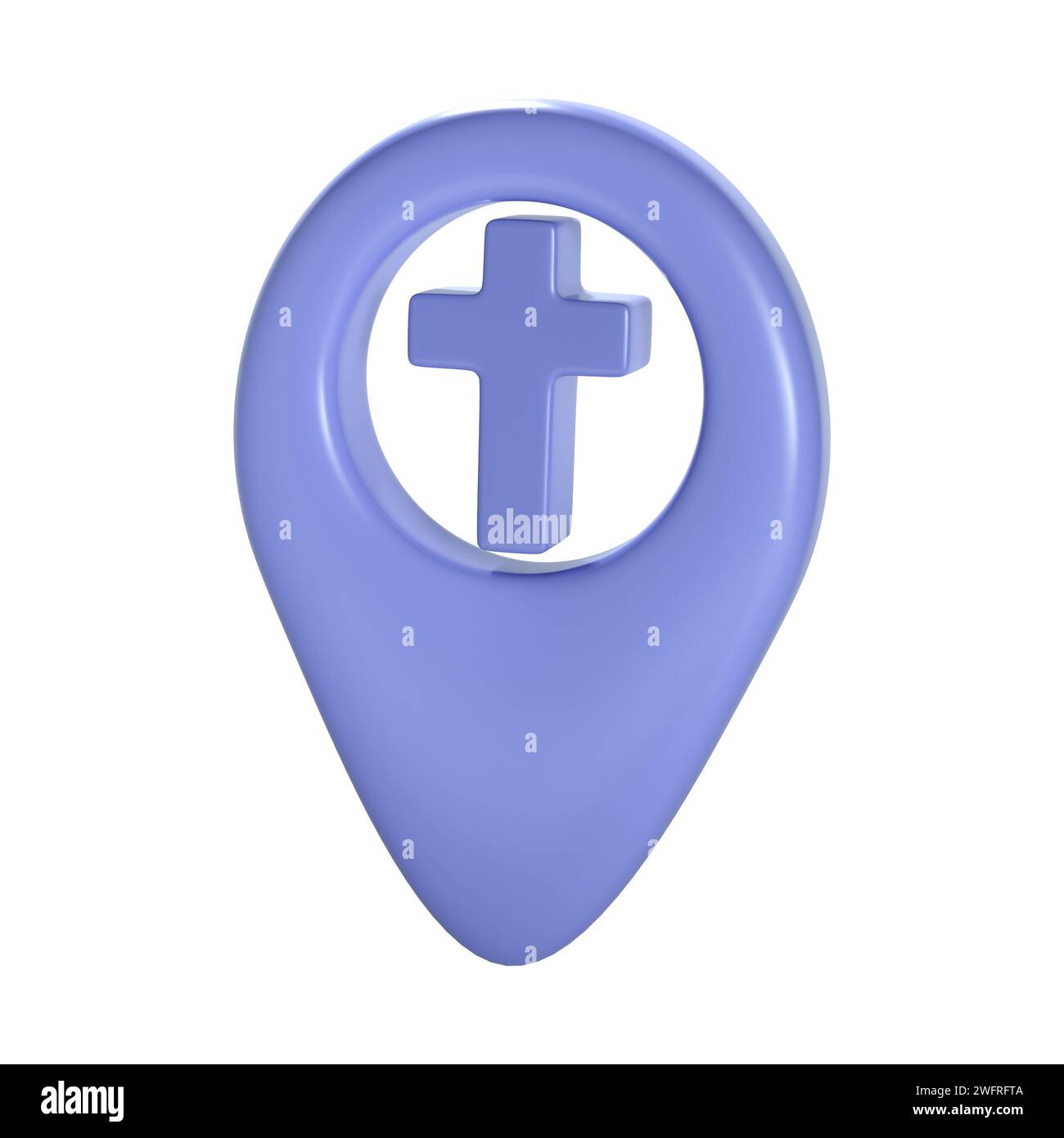 Icône gps Christian 3d Blue Cross géotag. Élément pour place de l'église, adresse du bâtiment religieux Banque D'Images