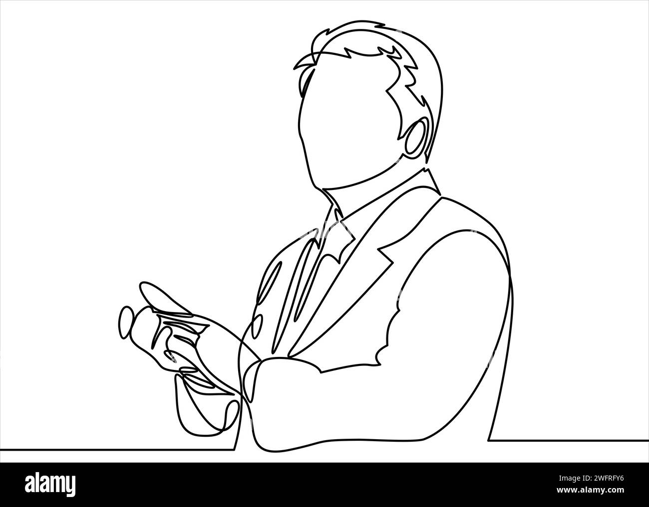 Dessin au trait continu ou dessin au trait d'un homme d'affaires debout ovation Illustration de Vecteur