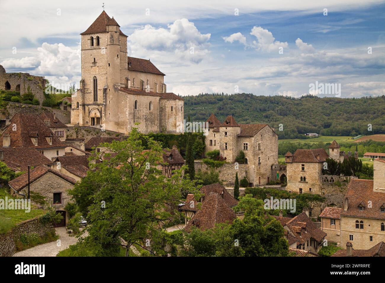 Village de Saint-Cirq-Lapopie, Occitanie, France. Banque D'Images