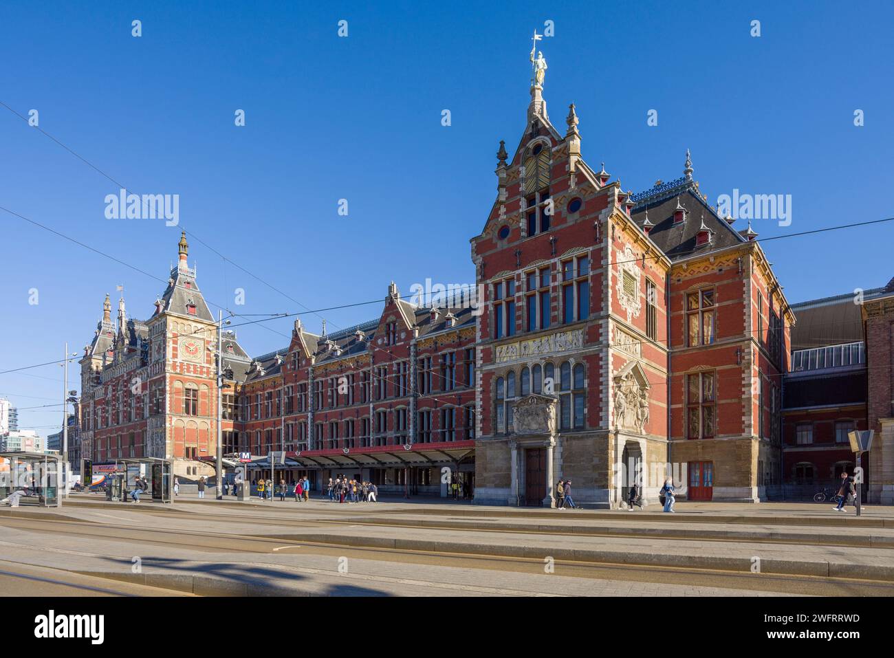 Gare centrale d'Amsterdam, Hollande du Nord, pays-Bas. Banque D'Images