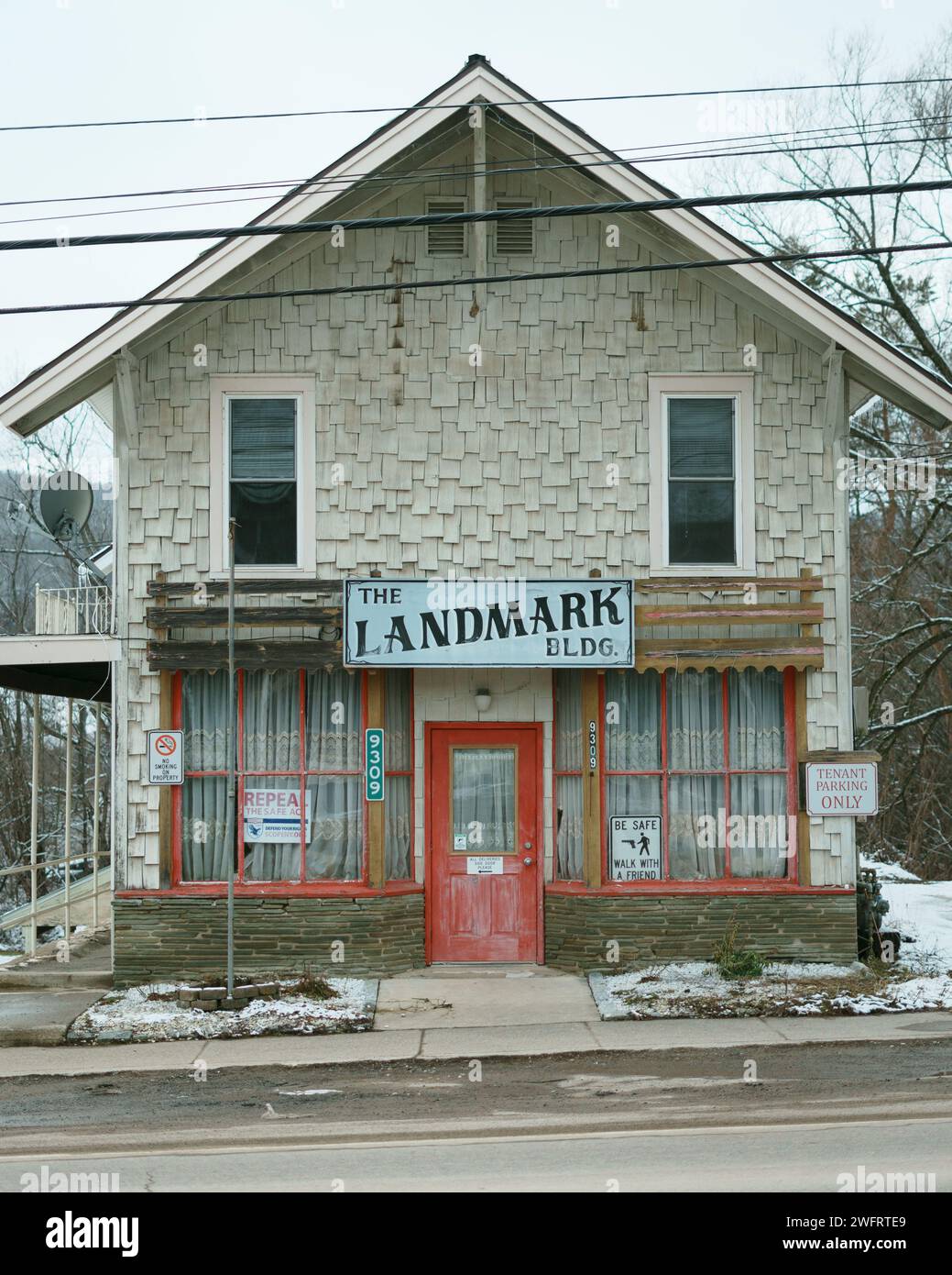 Le signe vintage Landmark Building à West Valley, New York Banque D'Images