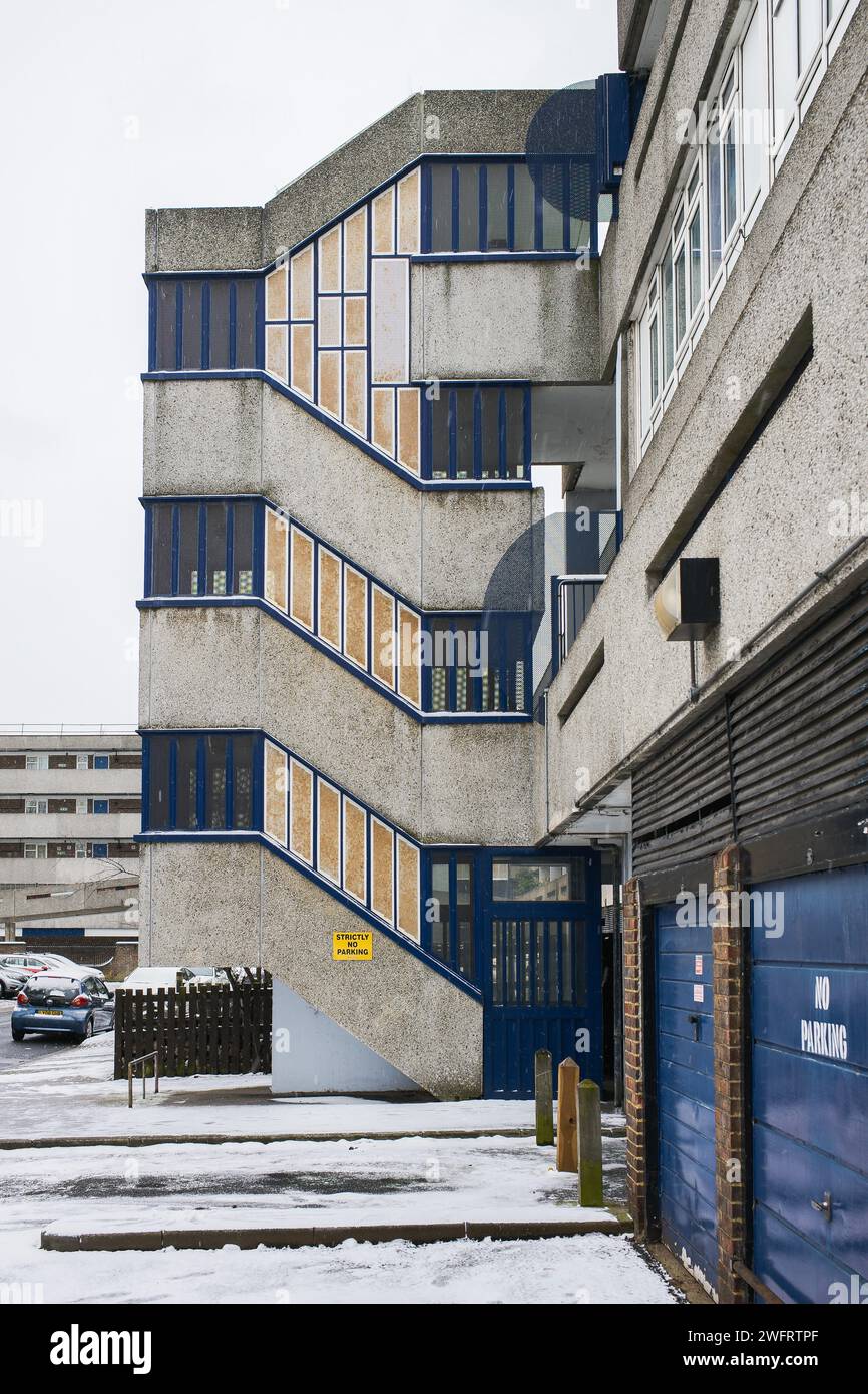 ParkView EsttateThamesmead SE2 construit en 1967 par Cubitts, architecte Robert Rigg. Banque D'Images