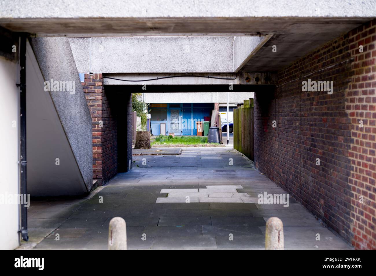 Lesnes Estate Thamesmead SE2 actuellement marqué pour démolition dans le cadre du programme de régénération Peabody. Construit en 1967 par Cubitts, architecte Robert Rigg Banque D'Images