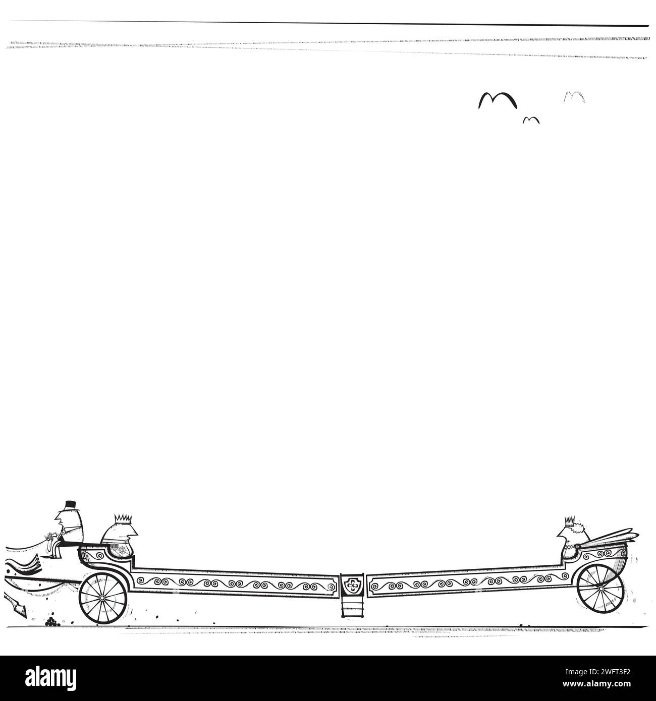 Un roi et une reine sont tirés sur leur autocar Illustration de Vecteur