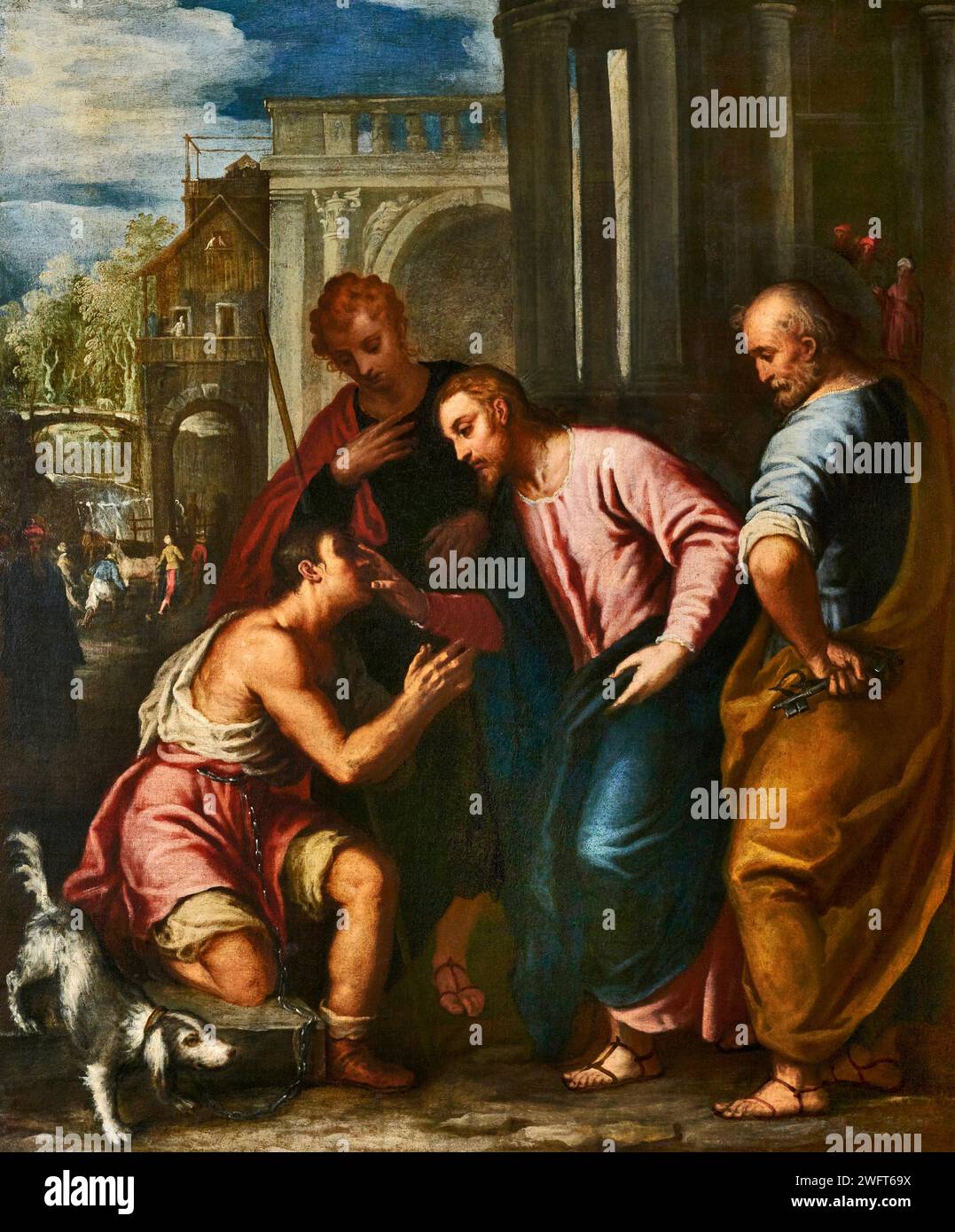Cristo risana il cieco - olio su tela - Alessandro Maganza - 1610 - Montichiari (BS) Museo Lechi Banque D'Images