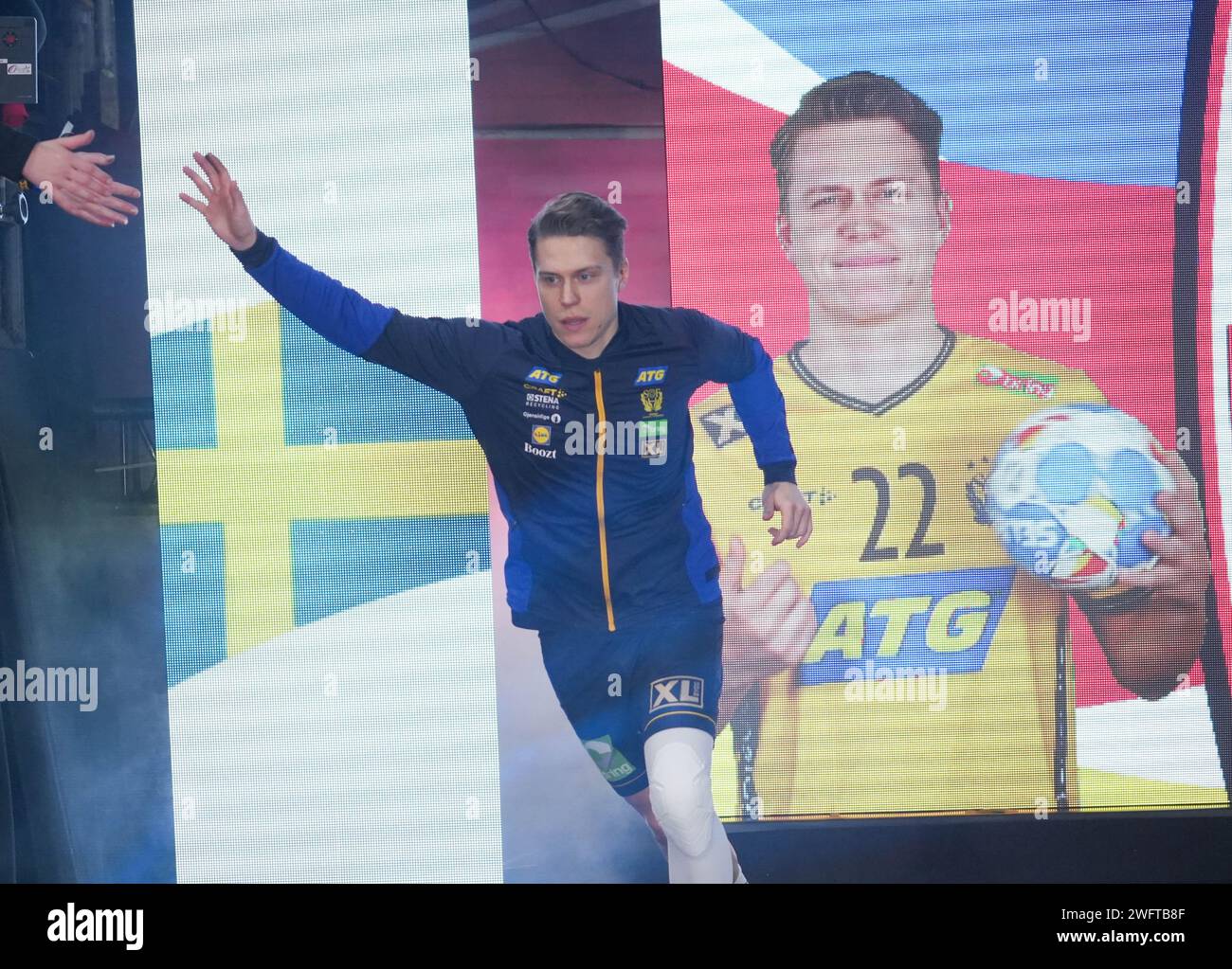 Lors de l'Euro 2024 de l'EHF masculin, match de placement 3/4, match de handball entre la Suède et l'Allemagne le 28 janvier 2024 à Lanxess-Arena à Cologne, Allemagne - photo Laurent Lairys / DPPI Banque D'Images