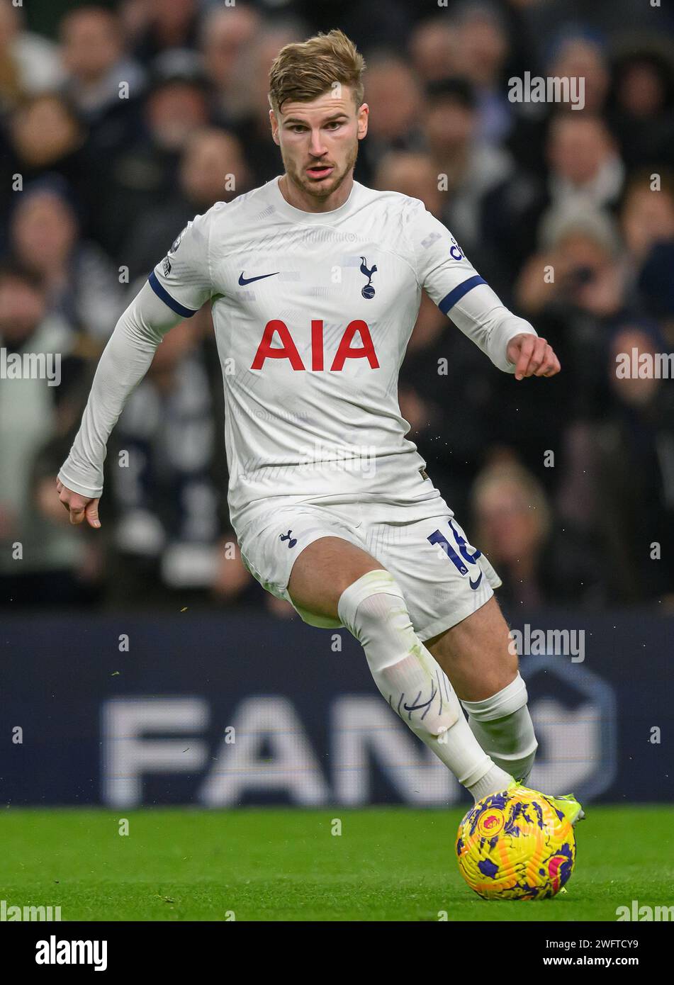 Londres, Royaume-Uni. 31 janvier 2024 - Tottenham Hotspur v Brentford - Premier League - Tottenham Hotspur Stadium. Timo Werner de Tottenham en action. Crédit photo : Mark pain / Alamy Live News Banque D'Images