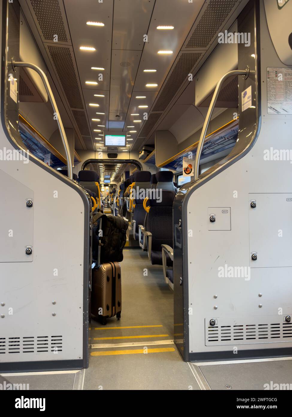 Une photographie d'un carrage, sur le Malpensa Express, sur le chemin de Milan, Milan, Italie Banque D'Images