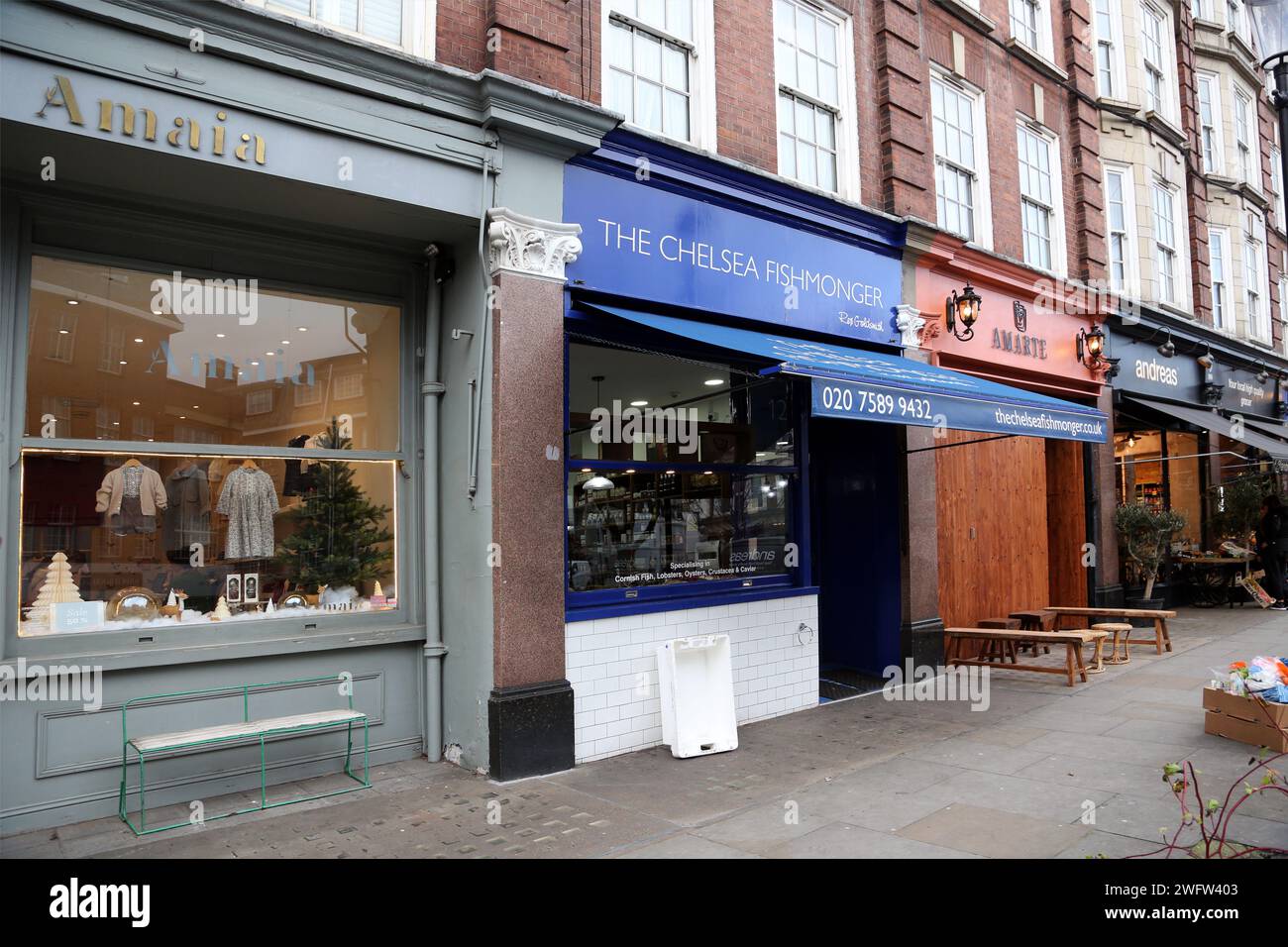 La poissonnerie de Chelsea et une parade de boutiques cale Street Chelsea Londres Angleterre Banque D'Images