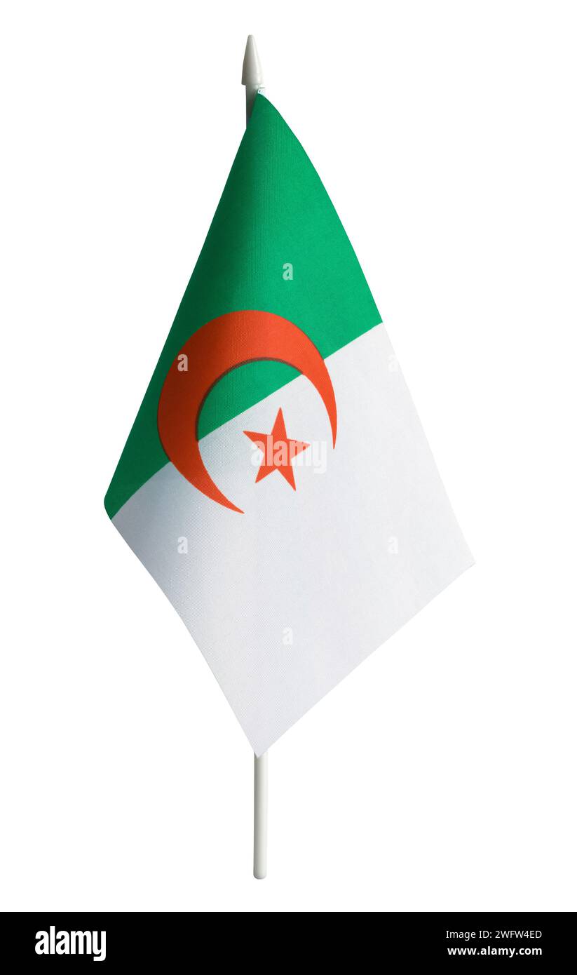 Drapeau du bureau de l'Algérie découpé sur blanc. Banque D'Images