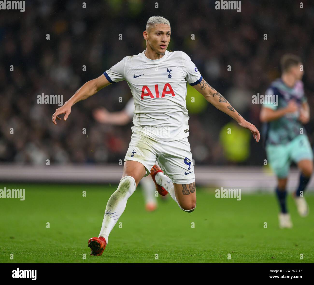 Londres, Royaume-Uni. 31 janvier 2024 - Tottenham Hotspur v Brentford - Premier League - Tottenham Hotspur Stadium. Le Richarlison de Tottenham en action. Crédit photo : Mark pain / Alamy Live News Banque D'Images