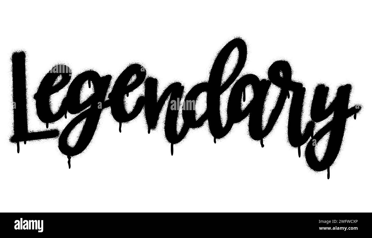 Spray graffiti cursive citation LÉGENDAIRE sur blanc. Illustration de Vecteur