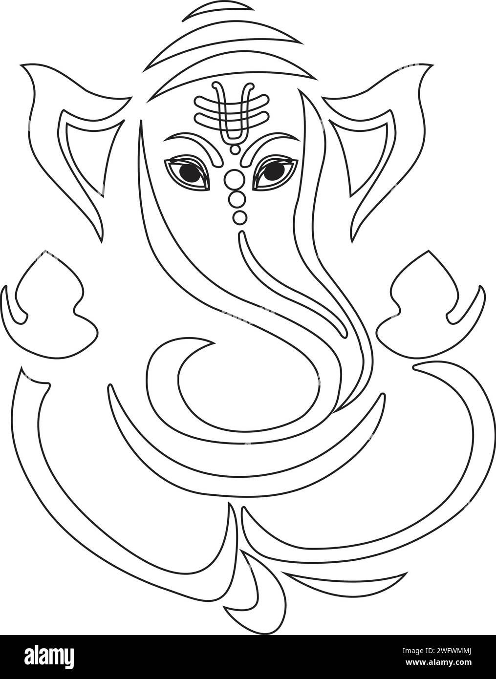 Lord ganesha illustration vectorielle, Ganesh chaturthi, Ganesh contour icône dans , Ganesh ji, carte de voeux Seigneur Ganpati, Festivals et Décoratif Illustration de Vecteur