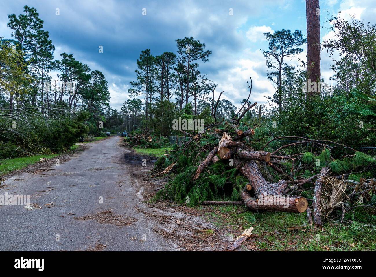 Perry, Floride (1 septembre 2023) - dommages causés par l'ouragan Idalia. Banque D'Images