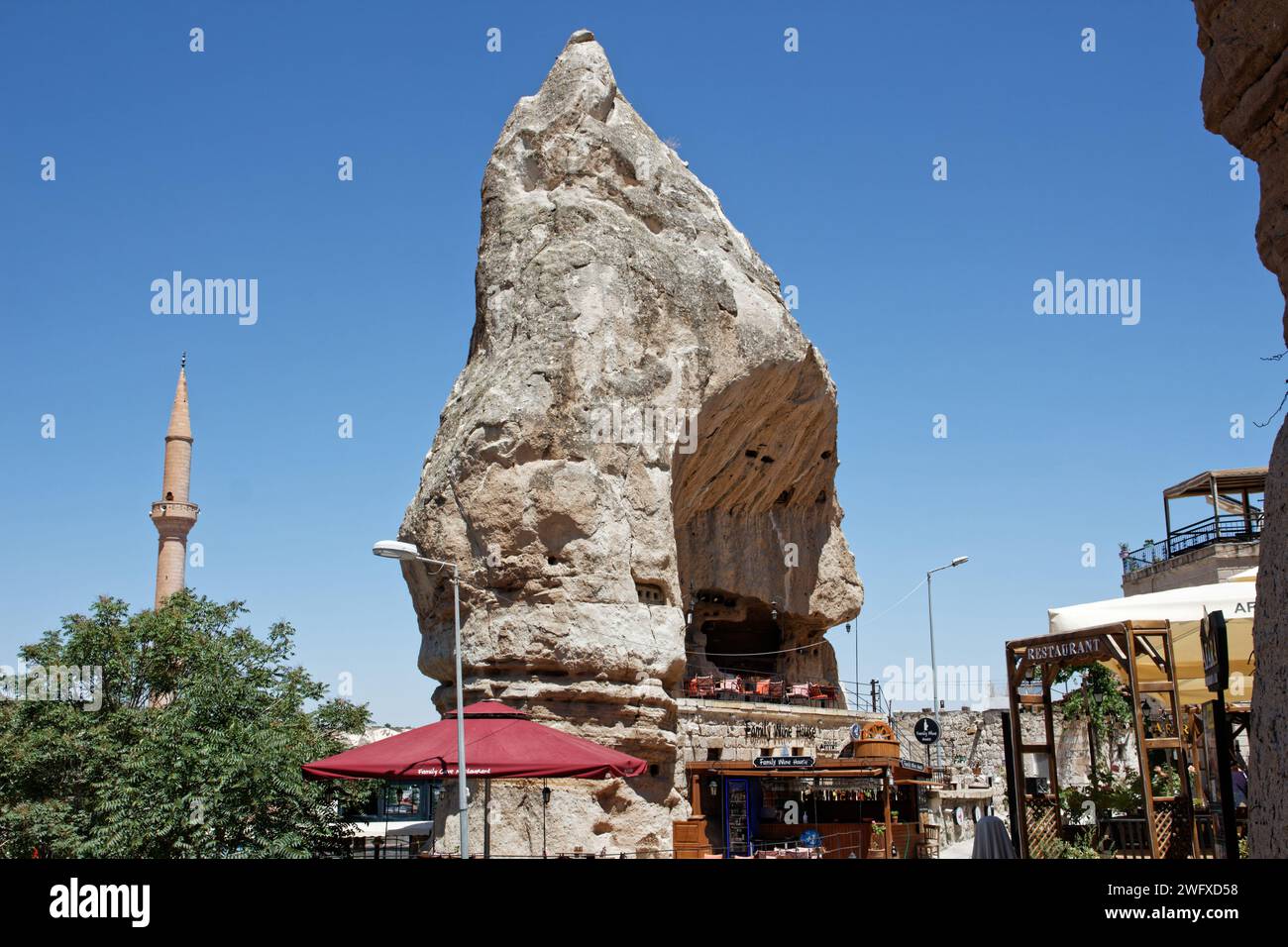 Un bar sculpté dans la pierre à Göreme, Kapadokya, Türkiye Banque D'Images