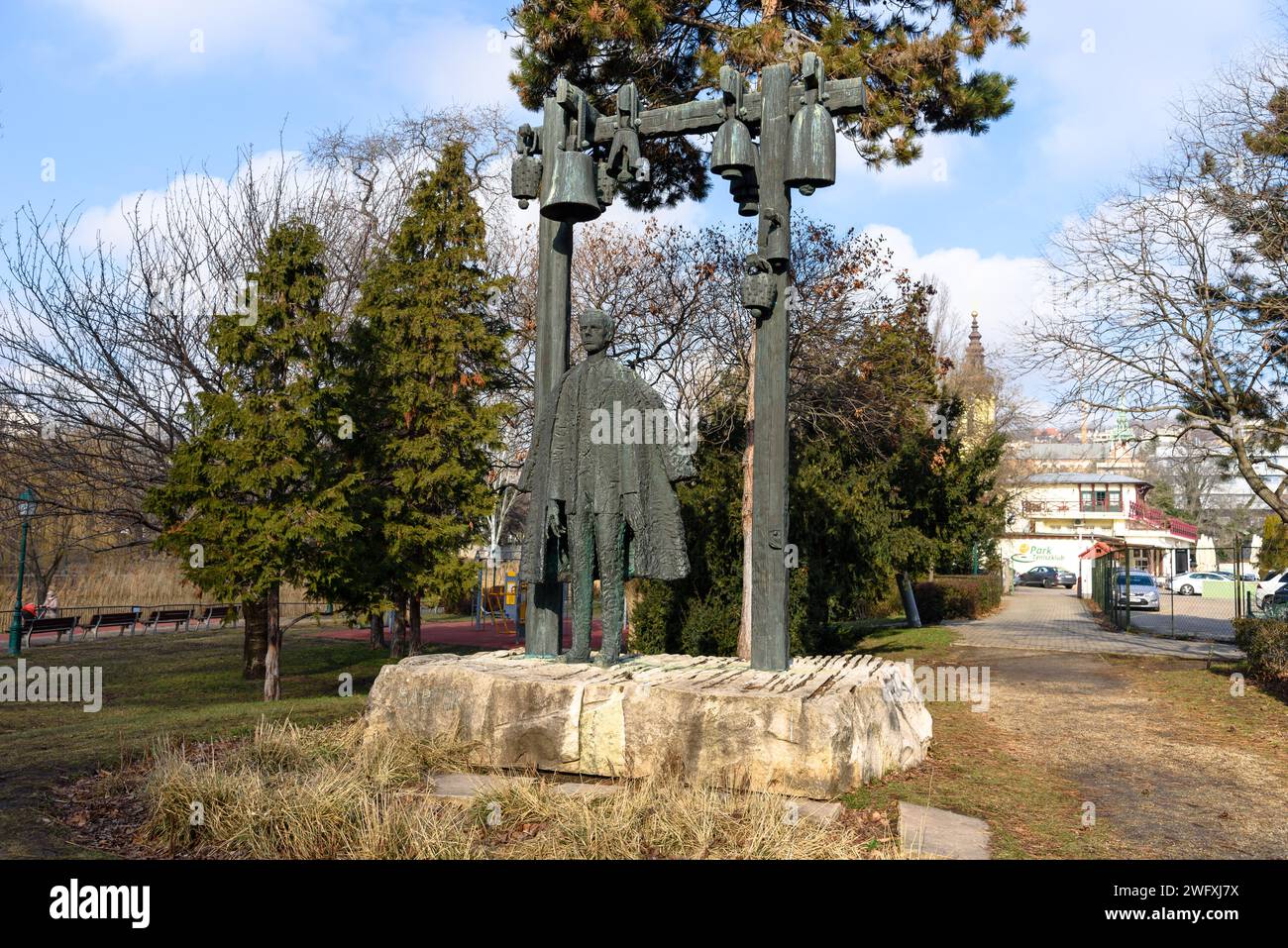 La statue du compositeur hongrois Bela Bartok près du lac Feneketlen à Budapest Banque D'Images