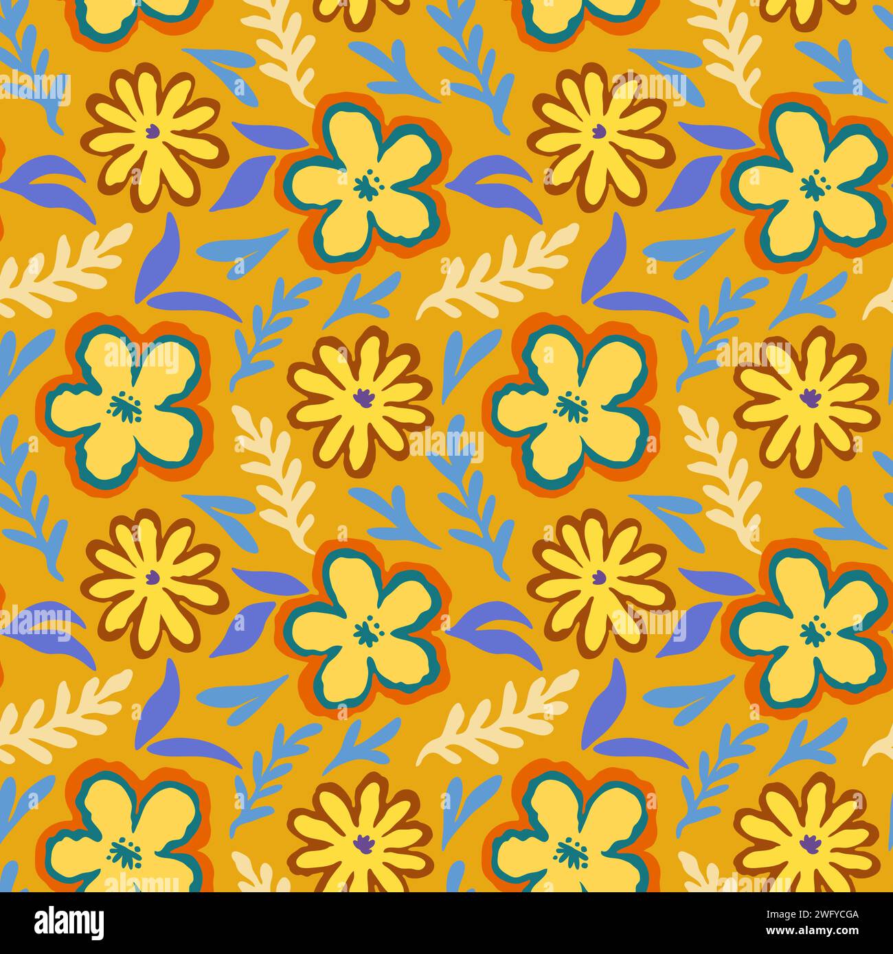 Motif sans couture avec des éléments floraux doodle. Illustration vectorielle. Illustration de Vecteur