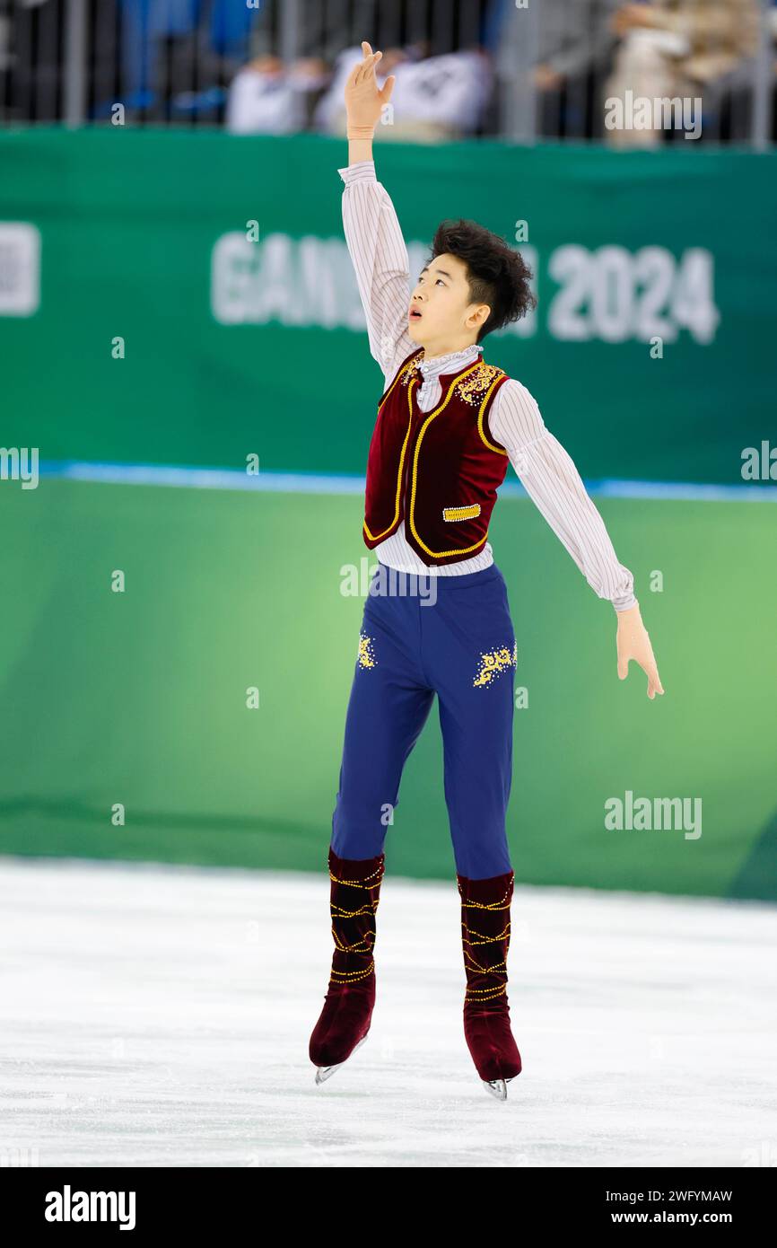 Gangneung Ice Arena, Gangneung, Corée du Sud. 29 janvier 2024. LI Yanhao (NZL), 29 JANVIER 2024 - Patinage artistique : Patinage libre masculin pendant les Jeux Olympiques de la Jeunesse d'hiver de Gangwon 2024 à Gangneung Ice Arena, Gangneung, Corée du Sud. Crédit : AFLO SPORT/Alamy Live News Banque D'Images