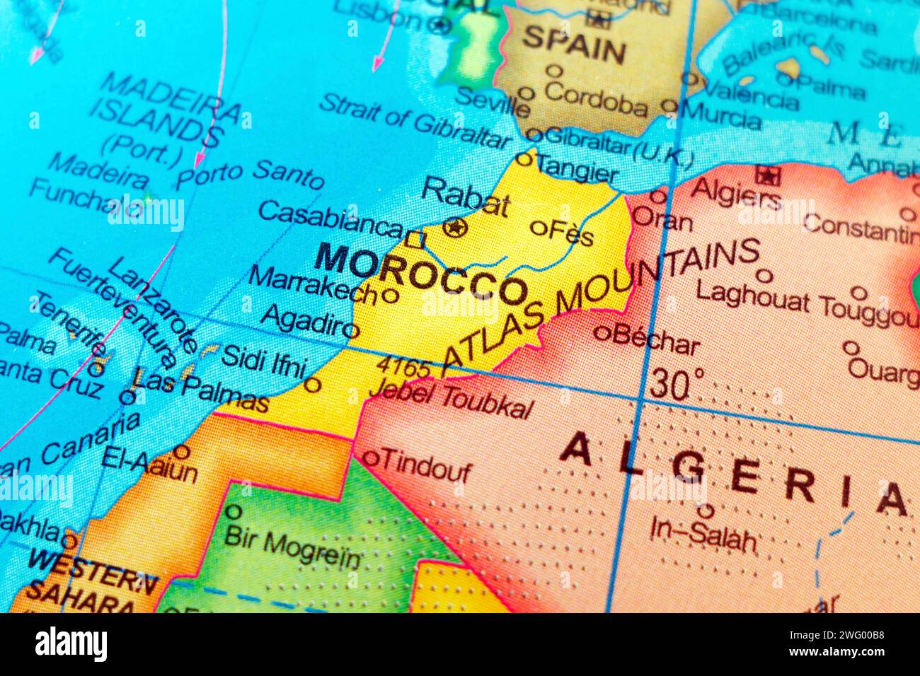 carte du monde du maroc et du sahara avec les pays voisins Banque D'Images