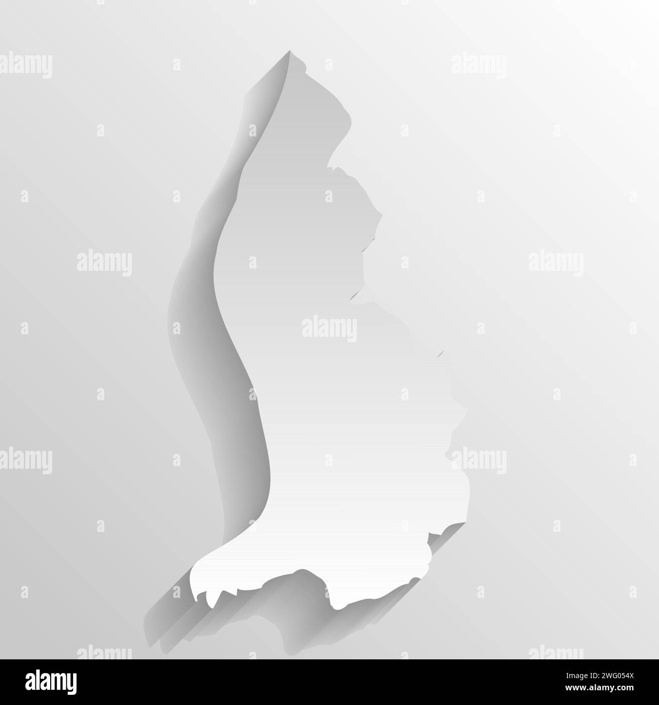 Silhouette de pays du Liechtenstein. Carte haute précision. Silhouette de campagne blanche avec ombre longue sur fond beige. Illustration de Vecteur