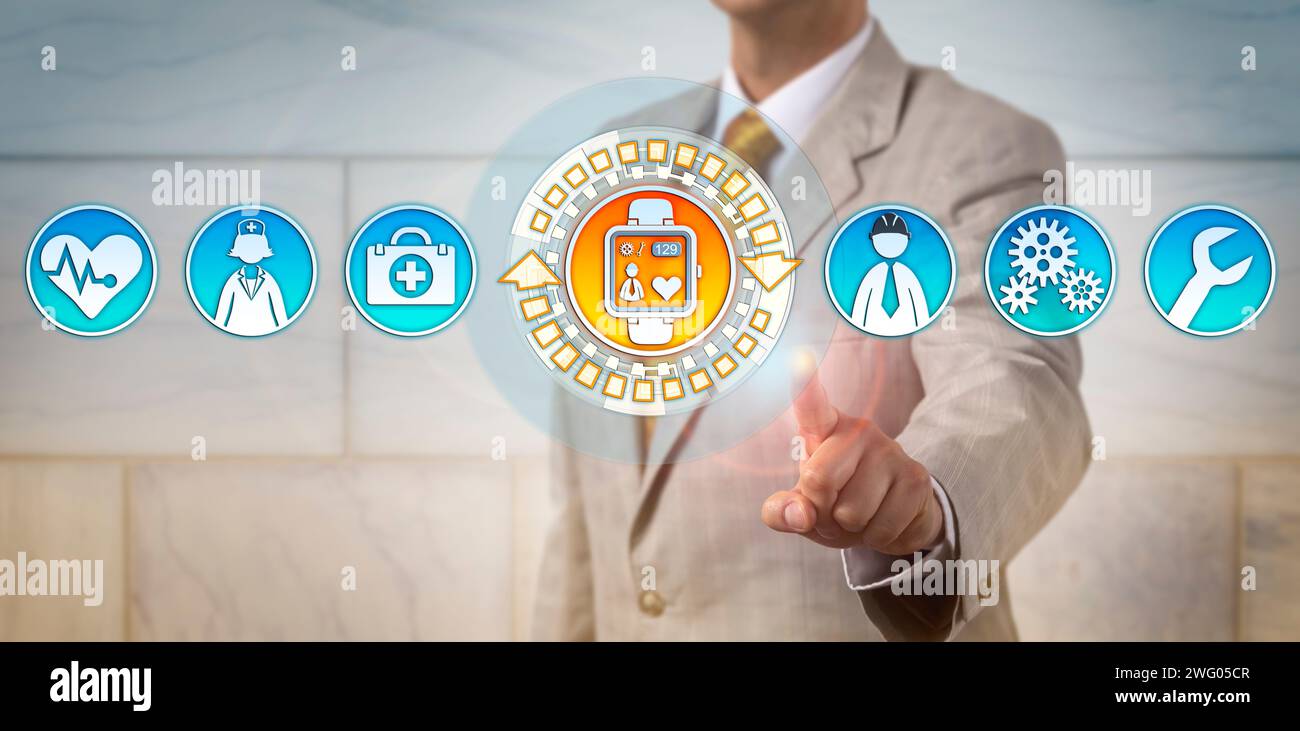 Surveillance méconnaissable de la fréquence cardiaque du responsable RH d'un ingénieur à distance. Concept pour la technologie portable comme outil de gestion de projet discret, phys à distance Banque D'Images