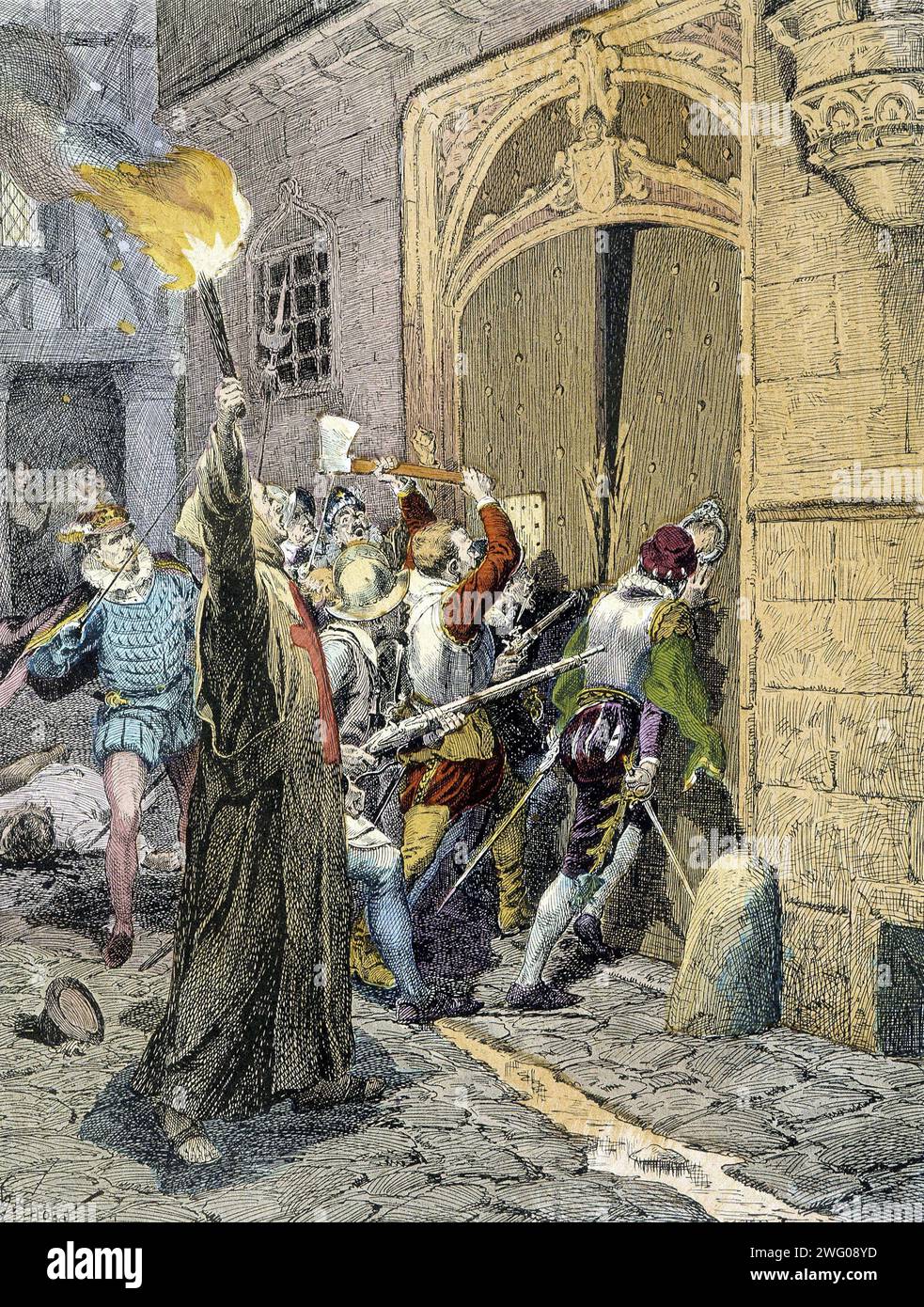 Saint Bartholomée Massacre le 24 août 1572. gravure Banque D'Images