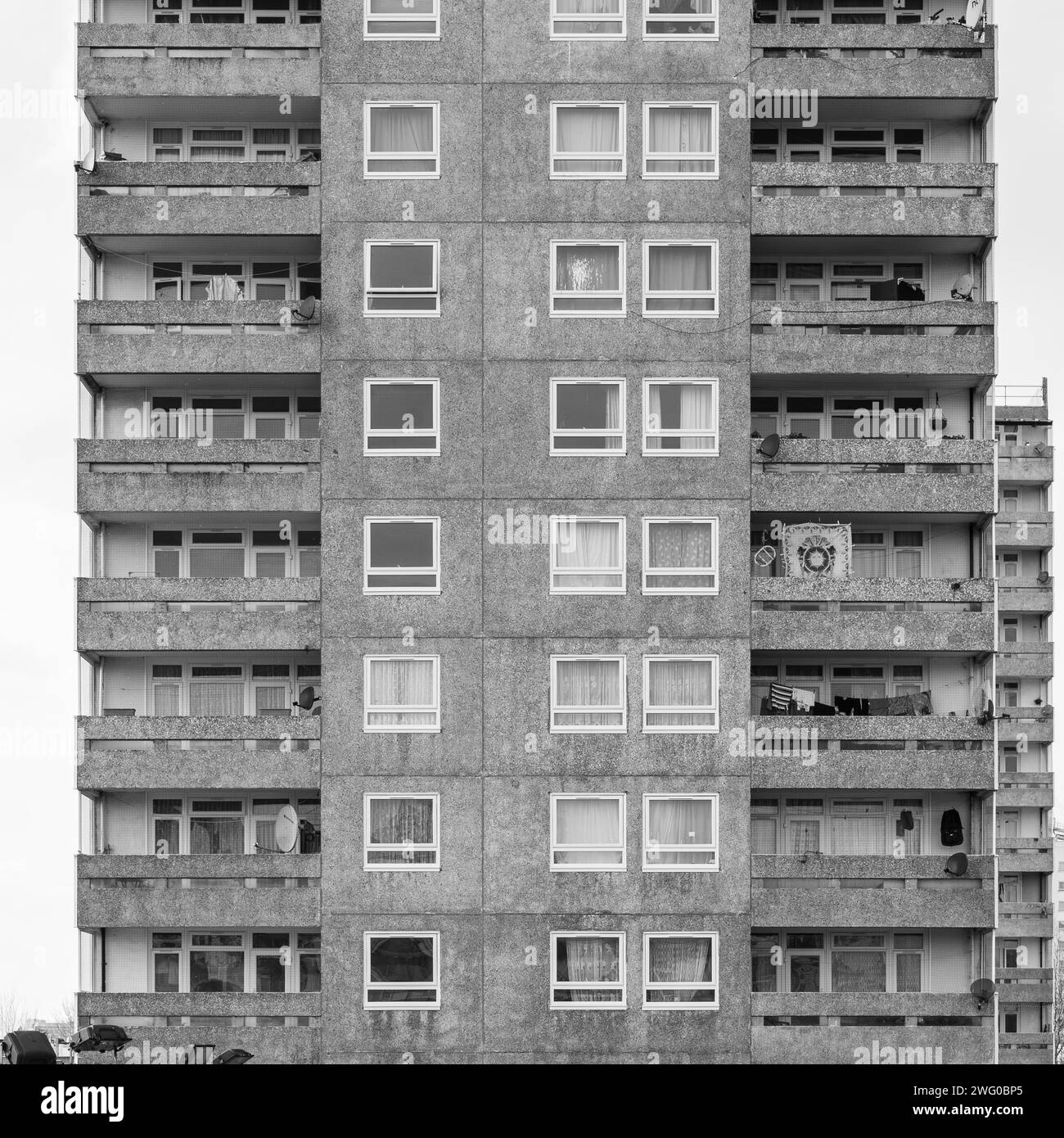 Radley House High Rise, une partie du brutaliste Lesnes Estate à Thamesmead SE2 construit en 1967 et doit être démoli et réaménagé. Banque D'Images