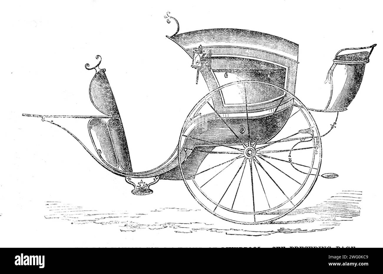 Exposition internationale : Patent Viceroy Hansom CAB par Evans, de Liverpool, 1862. "M. James Evans, de Tarlton-Street, Liverpool, vient de présenter une cabine brevetée améliorée, dont le brevet consiste à appliquer des ressorts métalliques sur les arbres près de leur jonction avec l'avant du véhicule, assurant ainsi une action combinée qui supprime le mouvement désagréable commun aux véhicules de construction ordinaire. Les routes irrégulières ne produisent aucun effet sur la cabine brevetée, car, au moyen des ressorts brevetés et du joint, un équilibre égal est préservé entre le véhicule et les arbres sous tous les c. Banque D'Images