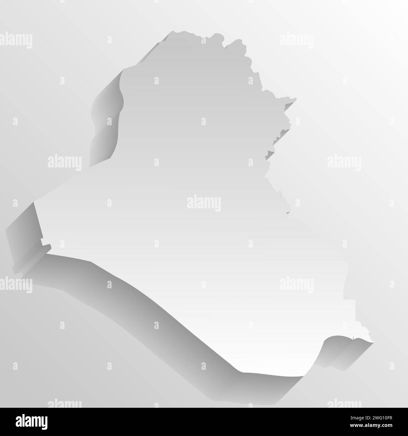 Silhouette de pays en Irak. Carte haute précision. Silhouette de campagne blanche avec ombre longue sur fond beige. Illustration de Vecteur