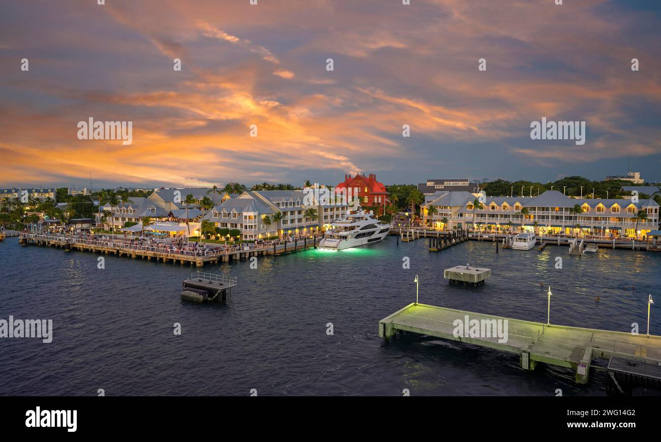 Ambiance nocturne au port Key West Florida USA Banque D'Images