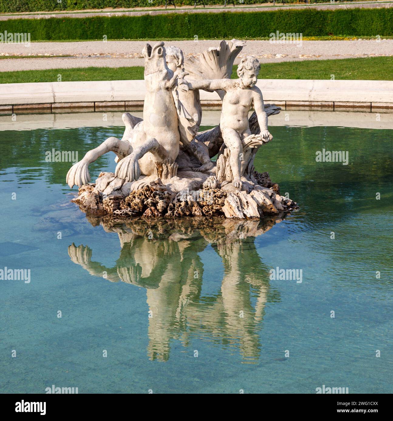 Fontaine du palais du Belvedere à Vienne Autriche Banque D'Images
