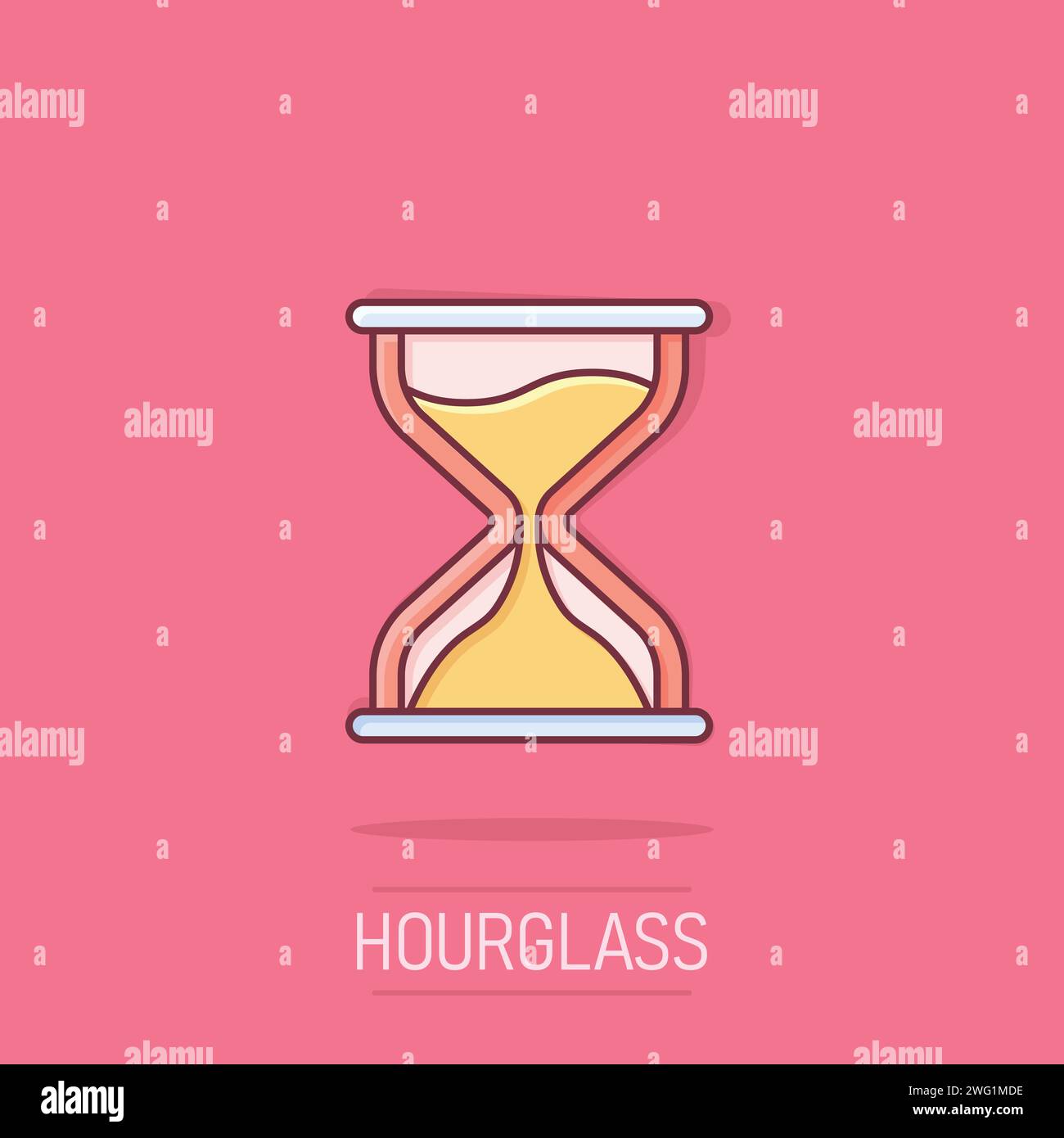 Icône HourGlass dans le style comique. Illustration vectorielle de dessin animé en verre de sable sur fond blanc isolé. Concept d'entreprise effet projection horloge. Illustration de Vecteur
