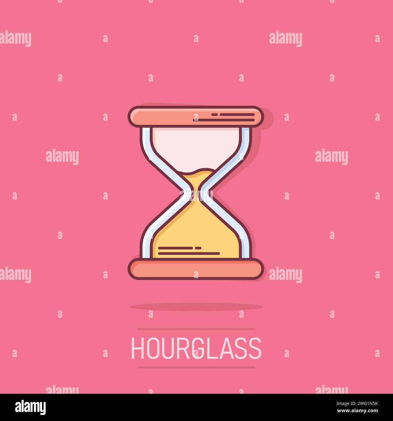 Icône HourGlass dans le style comique. Illustration vectorielle de dessin animé en verre de sable sur fond blanc isolé. Concept d'entreprise effet projection horloge. Illustration de Vecteur