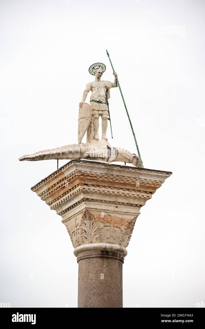 St. Tòdaro détail de la colonne, Venise, Italie Banque D'Images