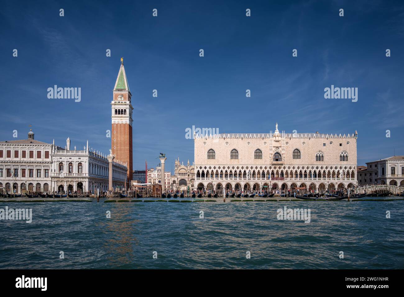 Palais des Doges, Bibliothèque Marciana et Campanile Saint-Marc, Venise, Italie Banque D'Images