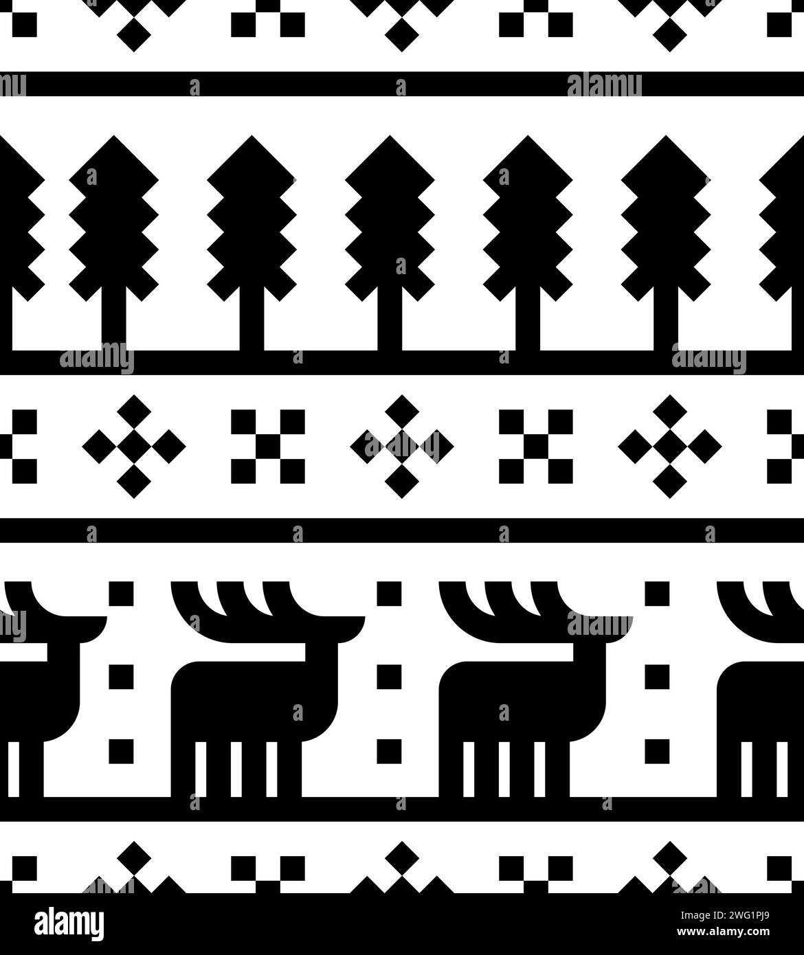 Motif ethnographique de cerf sans couture. Fond ethnographique Elk. Texture peuples et cultures nordiques Illustration de Vecteur